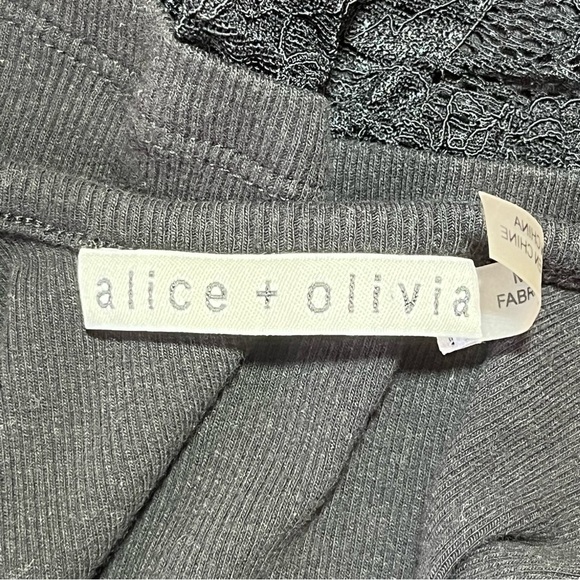 Alice + Olivia Womens Lace Bottom Tank Top Black Cotton Size Small - Picture 3 of 8